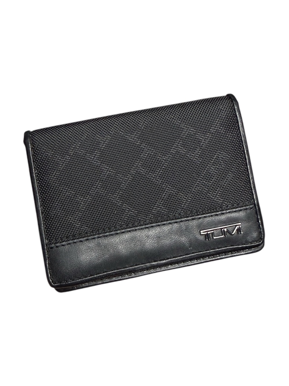 Tumi Black Ballistic Nylon Bi-Fold Wallet with Leather Trim